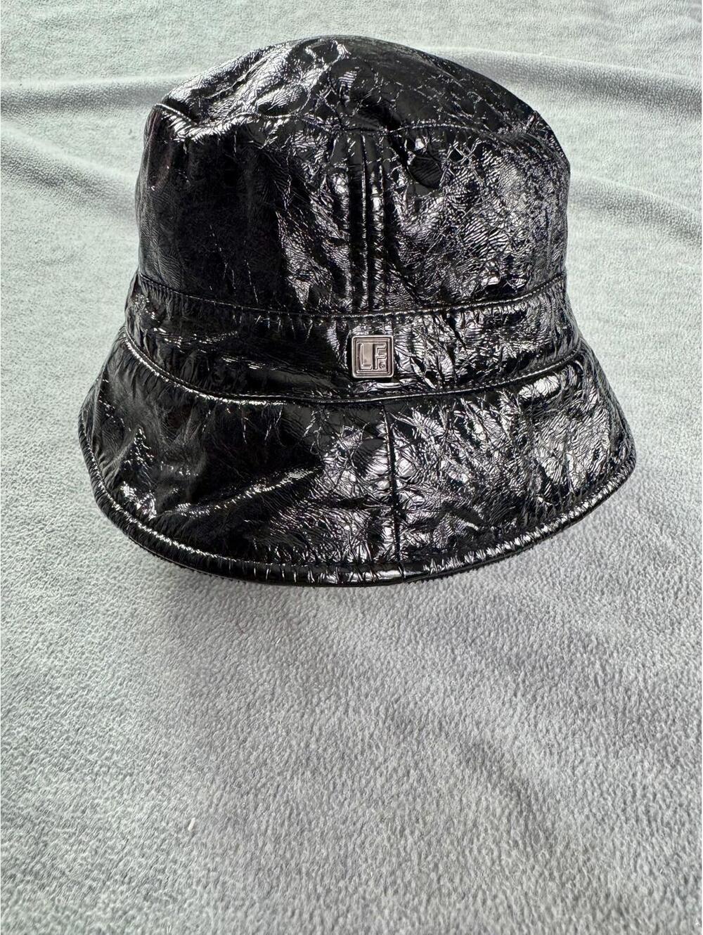 lf black‎ patent bucket hat glossy vinyl streetwear y2k 22
